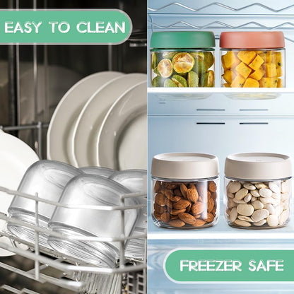 10oz Overnight Oats Containers with Lids - 2 Pack Bulk Airtight Glass Jars Meal Prep Jar for Yogurt Salad, Smoothies, Reusable Full Storage Containers appliance (Leakproof, Dishwasher & Freezer Safe)