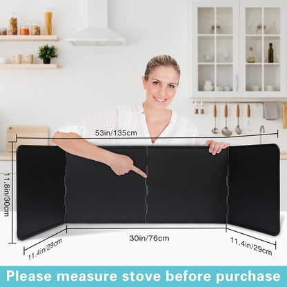 4 Sided Oil Splatter Guard Grease Splatter Guard Stove Splatter Guard, Splatter Guards Splatter Screen for Frying Pan,Large Foldable Splash Guard for Stove Top, Upgrade Steel Anti Splatter Shield,30CM