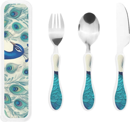 3-Piece Kids Silverware Set With Storage Case, Stainless Steel Reusable Children Safe Knife Spoon Fork Set Sugar Skulls Children Flatware Set For Kids Lunch Box