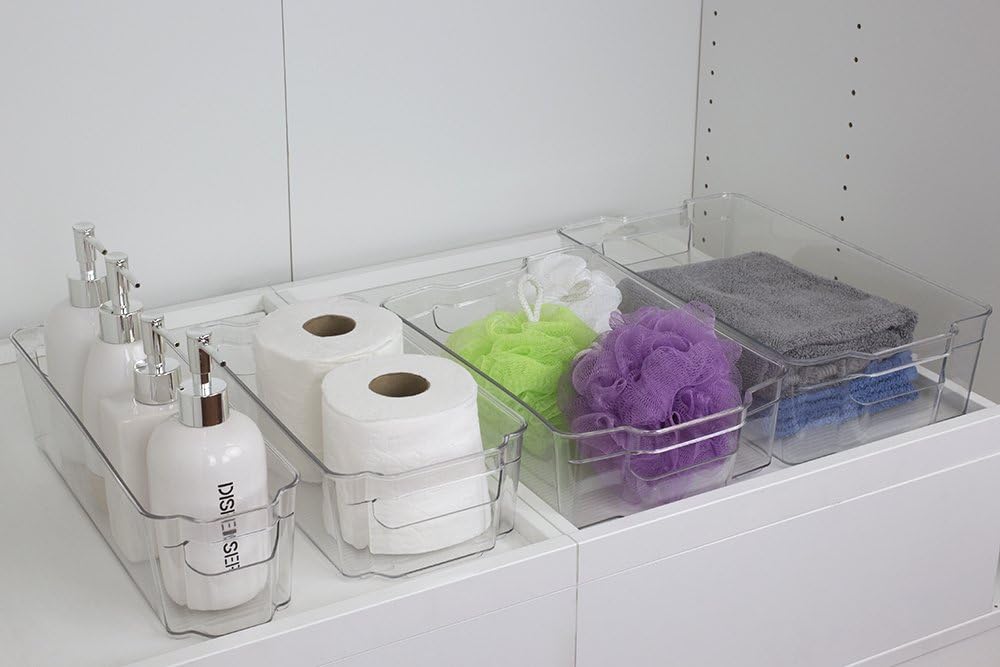 Home Basics Clear Plastic Storage Fridge Bin with Handles (Small)