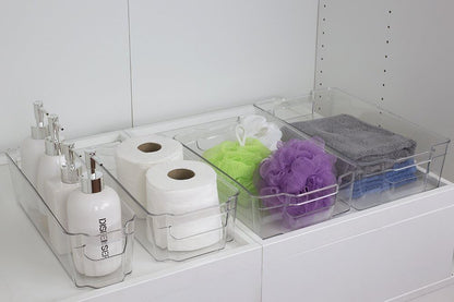 Home Basics Clear Plastic Storage Fridge Bin with Handles (Small)