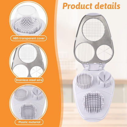 3-in-1 Egg Slicer for Hard Boiled Eggs, with Cleaning Brush