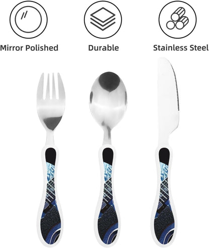 3-Piece Kids Silverware Set With Storage Case, Stainless Steel Reusable Children Safe Knife Spoon Fork Set Shih Tzu Dog Children Flatware Set For Kids Lunch Box