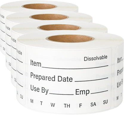 L LIKED 500 Pcs Dissolvable Food Labels Large Size 2" x 3" Food Storage Stickers Use by Shelf Life Labels for Food Storage