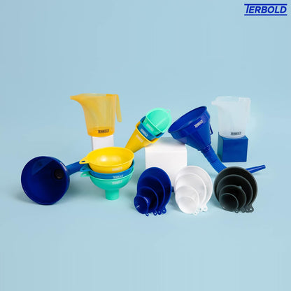 4pc Funnel Nesting Set in BPA Free Plastic for Kitchen Cooking, Car Oil, Home, or Lab Use (White)