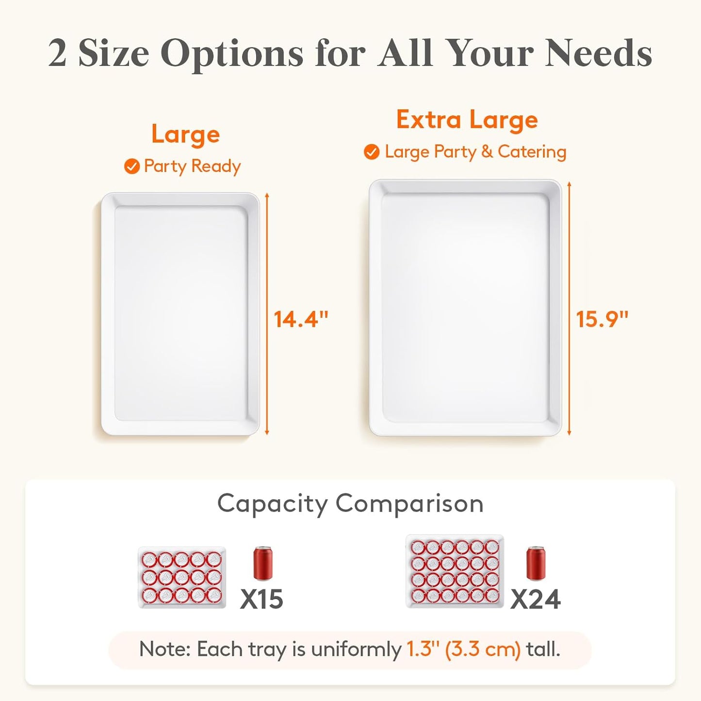 Lifewit 16" x 12" Extra Large Plastic Serving Trays for Party, 4 Pack Reusable White Food Platters for Cookies, Desserts, Fruit, Appetizers & Charcuterie, BPA-Free Catering Trays for Parties & Buffets