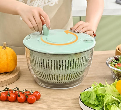 Salad Spinner Large, Lettuce Spinner with 5 Blade Slicer, 5.5 Qt Vegetable Wash Bowl, Fruits & Herb Lettuce Dryer with Egg Yolk Strainer for Efficient Salad Preparation and Food Washing