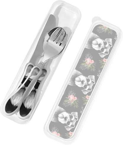 3-Piece Kids Silverware Set With Storage Case, Stainless Steel Reusable Children Safe Knife Spoon Fork Set Grim Reaper Children Flatware Set For Kids Lunch Box