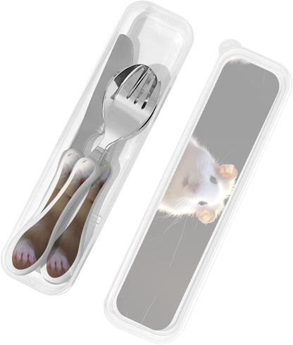 3-Piece Kids Silverware Set With Storage Case, Stainless Steel Reusable Children Safe Knife Spoon Fork Set Dragonfly Insects Flowers Children Flatware Set For Kids Lunch Box