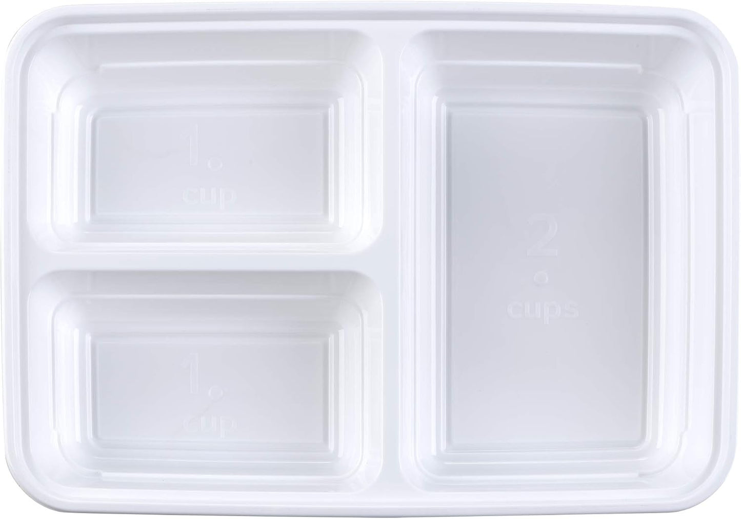 GoodCook Food Storage Containers for Meal Prep Rectangle Three Compartments & Made without BPA, 20-Piece, White
