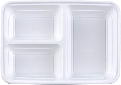 GoodCook Food Storage Containers for Meal Prep Rectangle Three Compartments & Made without BPA, 20-Piece, White
