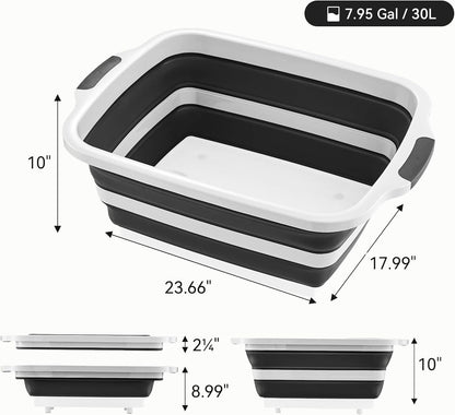 Collapsible Cutting Board with BBQ Prep Tub and Lid, Foldable Food Prep Container for Meal Prep, Marinating, Food Storage, Grilling, Camping and Outdoor Cooking, Dishwasher Safe, Black XX-Large