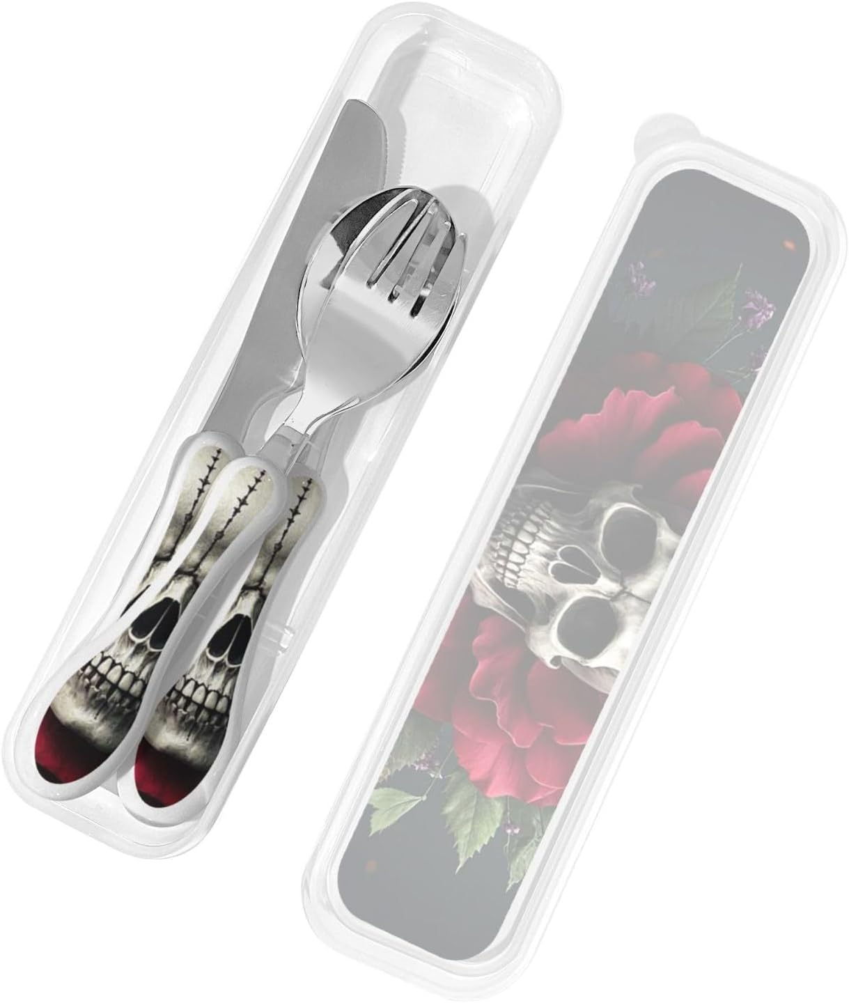3-Piece Kids Silverware Set With Storage Case, Stainless Steel Reusable Children Safe Knife Spoon Fork Set Dreamy Jellyfish Print Children Flatware Set For Kids Lunch Box