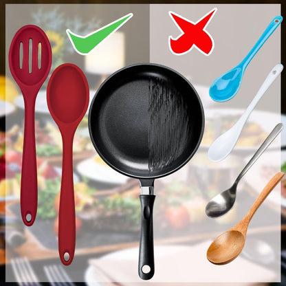 ELANE 8 Pcs Silicone Cooking Utensils Set,Silicone Serving Spoons Cooking Spoons for Nonstick Cookware for Kitchen Salads