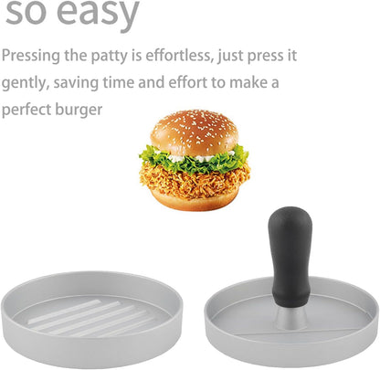 Aluminum Burger Press Patty Maker with 200 Non-Stick Papers - Commercial & Home Use, Hamburger Meat Press Tool, Dishwasher Safe (Black)
