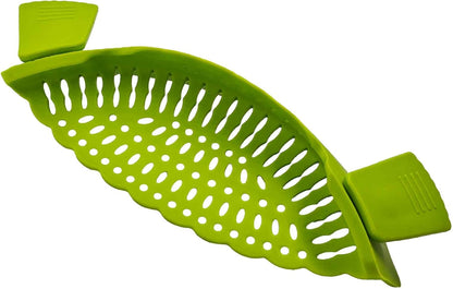 Blue Silicone Clip On Strainer, Universal Pot Colander for Draining Pasta, Vegetables and Kitchen Cooking