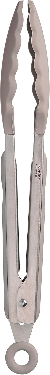Tovolo Stainless Steel Tongs with Silicone Tips Set of 3 Mini 7” 9” 12 Inch with Easy Lock Mechanism for Cooking Grilling Air Fryer Serving, Red Black Charcoal Gray Heat Resistant Kitchen Tongs