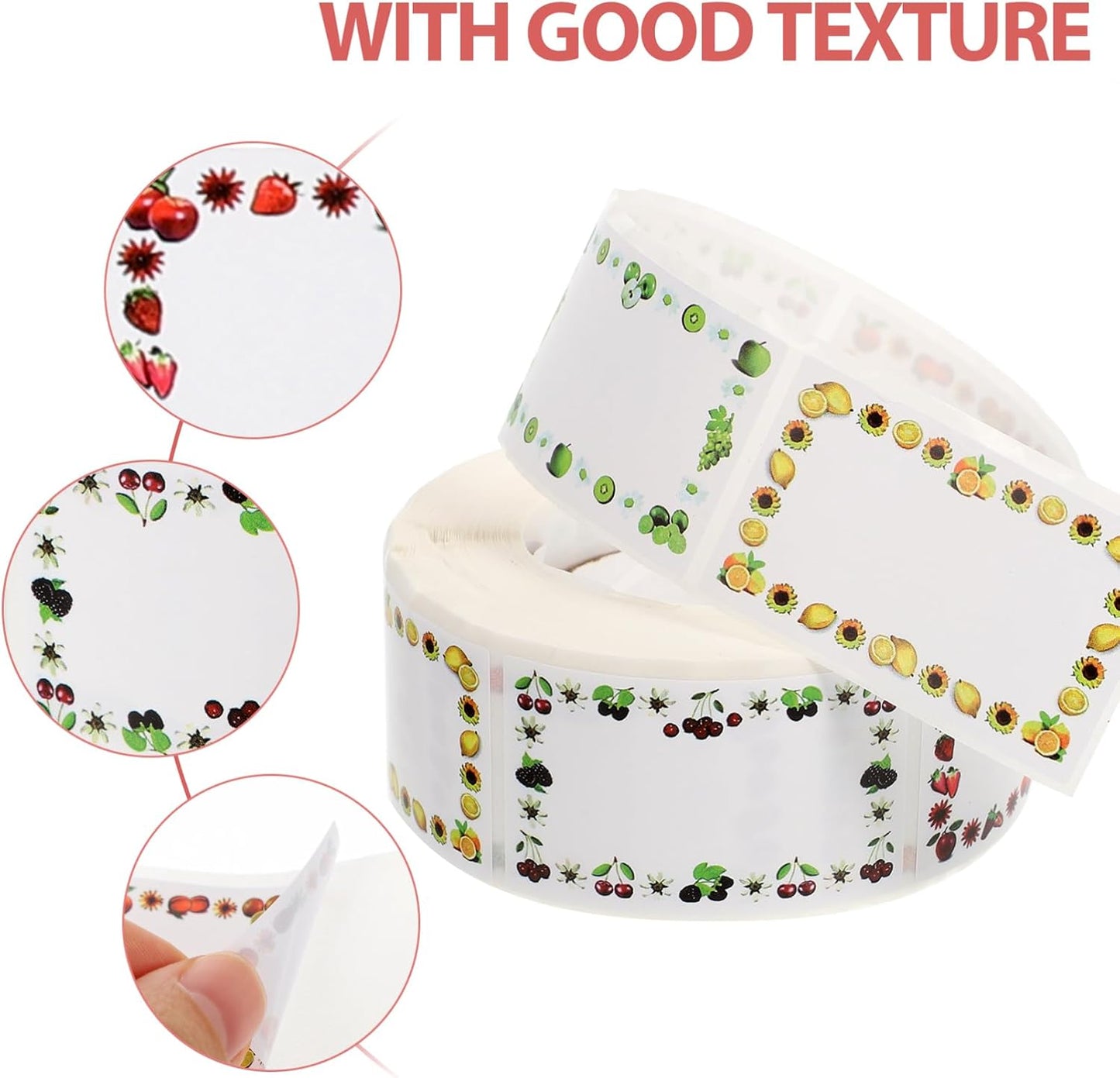 TEHAUX Waterproof Fruit Date Stickers 500 Pack Removable Adhesive Labels for Food Storage Multi-Function Label Stickers for Kitchen Office and Home Use