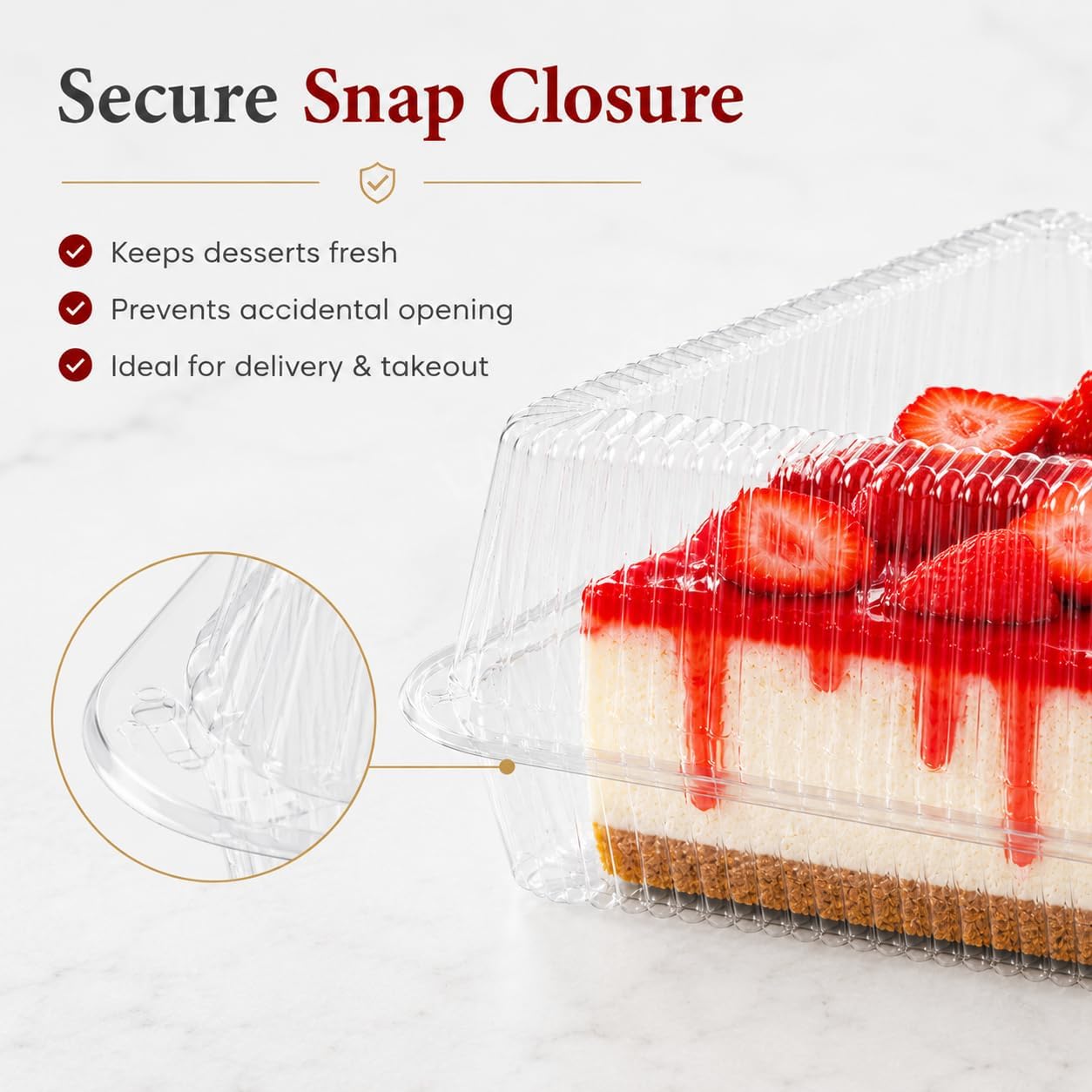 50 Pcs Cake Slice Containers with Lid, Single Clear Plastic Individual Carrier Transparent Disposable Triangle Boxes for Cheesecake, Flan, Cupcake, Dessert Pie Slice - Take Out, Mini Desechables