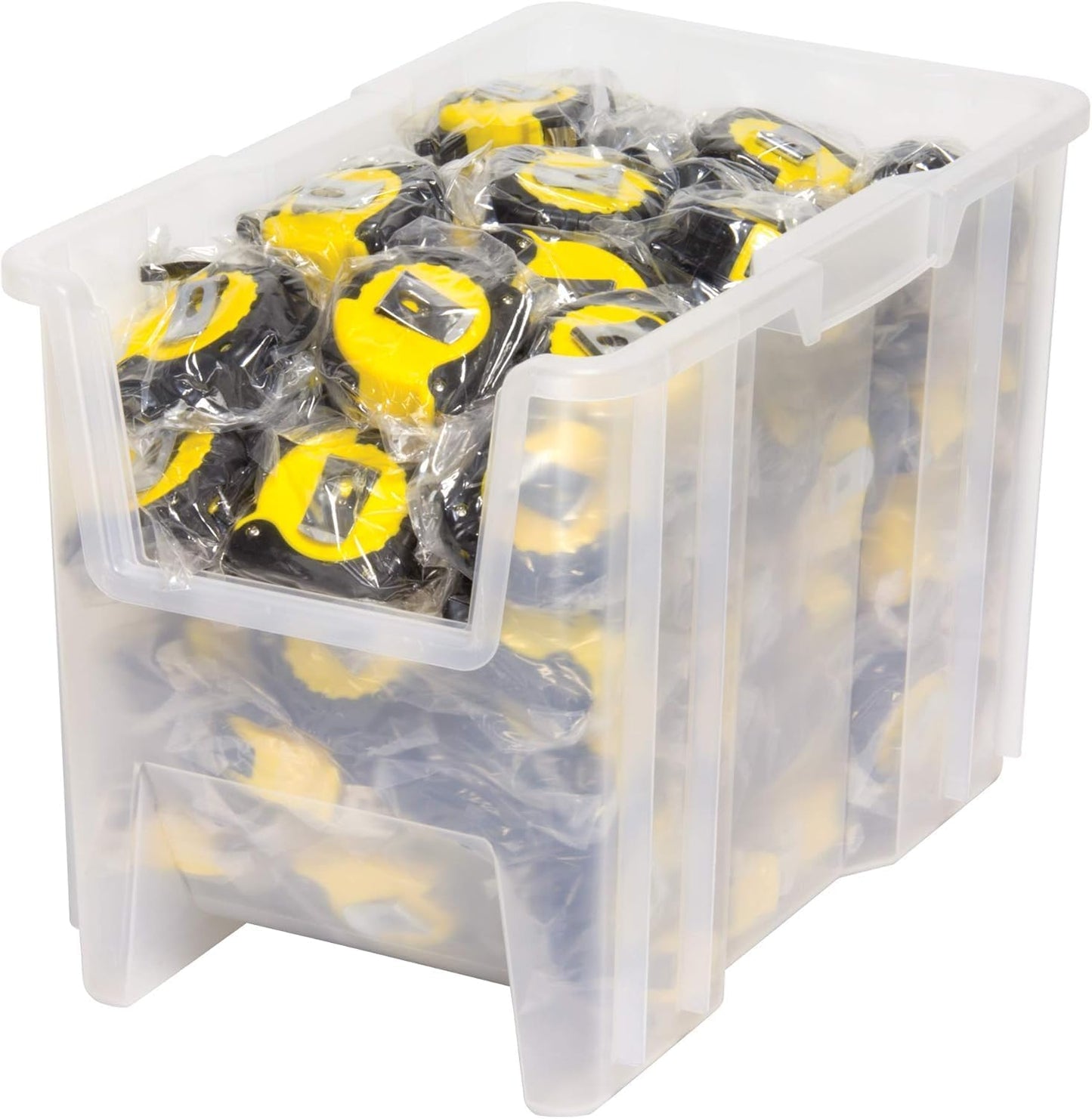 Akro-Mils 13018 Stak-N-Store Stackable Storage Bins, Heavy Duty Garage Storage Containers, Open Front Plastic Organizer for Tools, Shelves, Closet Organizer, 17-1/2" x 16-1/2" x 12-1/2", Clear, 2-Pack