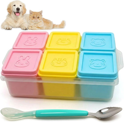 2ME Airtight Pet Wet Food Storage Containers with Lids (4-Pack, 12oz) - Silicone Meal Prep Kit for Dog & Cat Food - Freezer, Microwave & Dishwasher Safe - with Stainless Steel Scoop