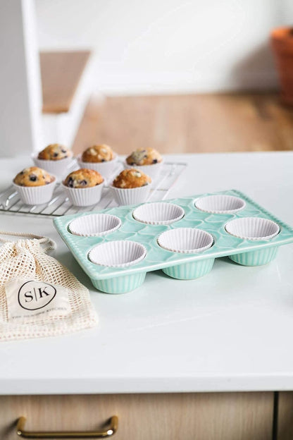 The Silicone Kitchen Silicone Individual Mini Loaf Pans - Reusable, Non-Toxic, BPA Free, Dishwasher Safe, Bento Box Accessories (12 Pack, White)