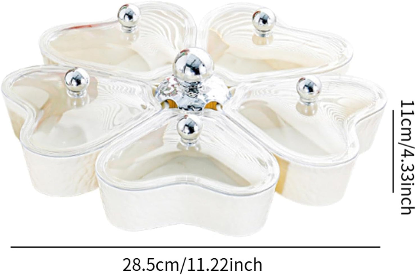 Dried Fruits Tray Candy Snack Plates Platter Appetizer Tray Divided Serving Tray for Cupcake Dried Fruits Family Holiday Home, Clear Grey Bowknot