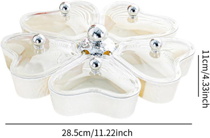 Dried Fruits Tray Candy Snack Plates Platter Appetizer Tray Divided Serving Tray for Cupcake Dried Fruits Family Holiday Home, Clear Grey Bowknot