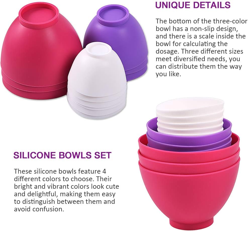 Silicone Mixing Bowl for Melting Chocolate, 6PCS (Green, Grey, White)