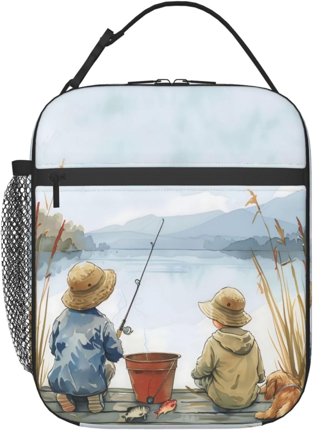 Reusable Sea Otter and Water Lily Lunch Box for Kids Girls Boys Women Adult, Insulated Cute Lunch Bag,Polyester Cooler Handbags Case for School Picnic Work Travel Outdoor Beach or Hiking