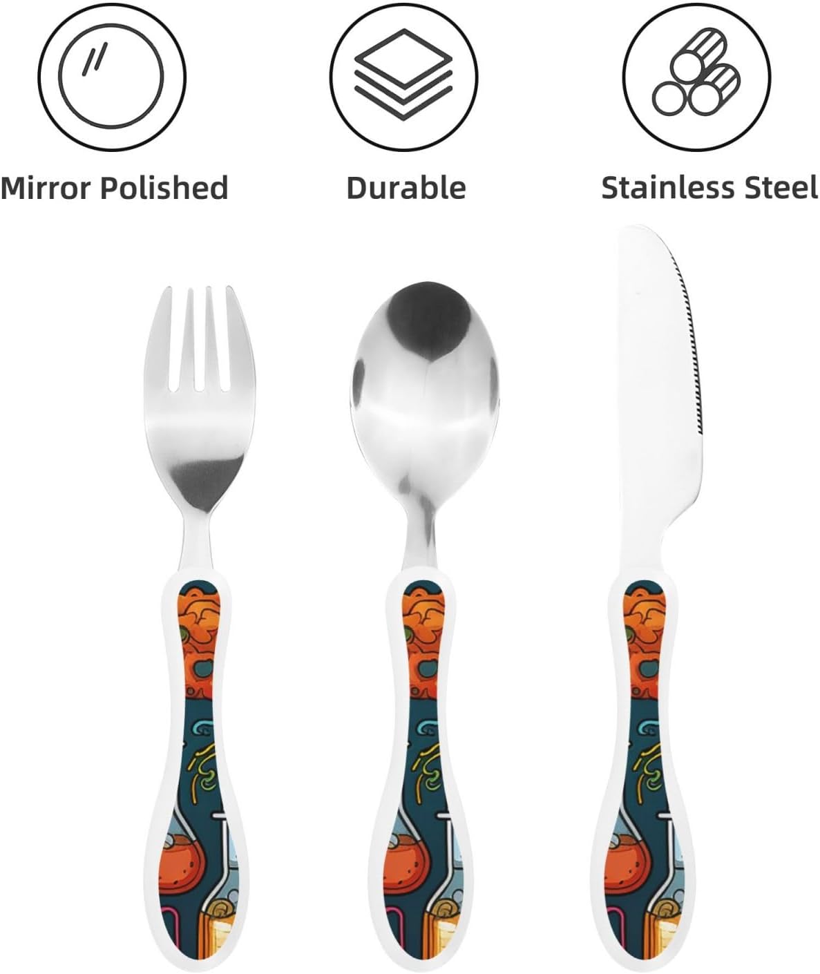 3-Piece Kids Silverware Set With Storage Case, Stainless Steel Reusable Children Safe Knife Spoon Fork Set Blue Active Girl Running Sunset Children Flatware Set For Kids Lunch Box - Colors B
