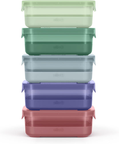 Ello Plastic Meal Prep Set BPA Free Plastic Food Storage Container with Silicone Boot and Airtight Lids, Dishwasher, Microwave, and Freezer Safe.