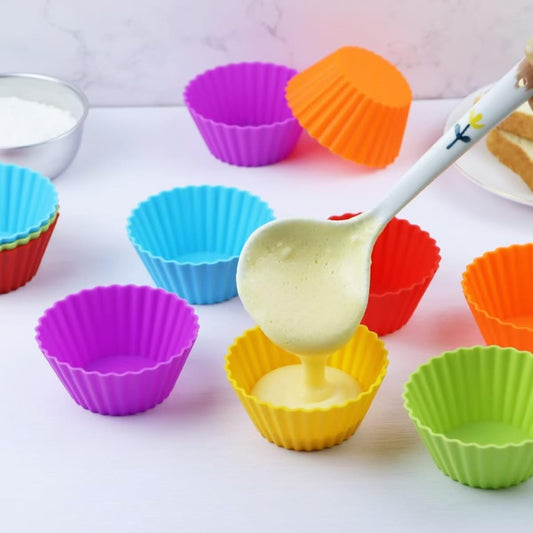 12PCS Silicone Cupcake Baking Cups, 2.75 inch, Muffin Cupcake Liners for Party, Multicolor