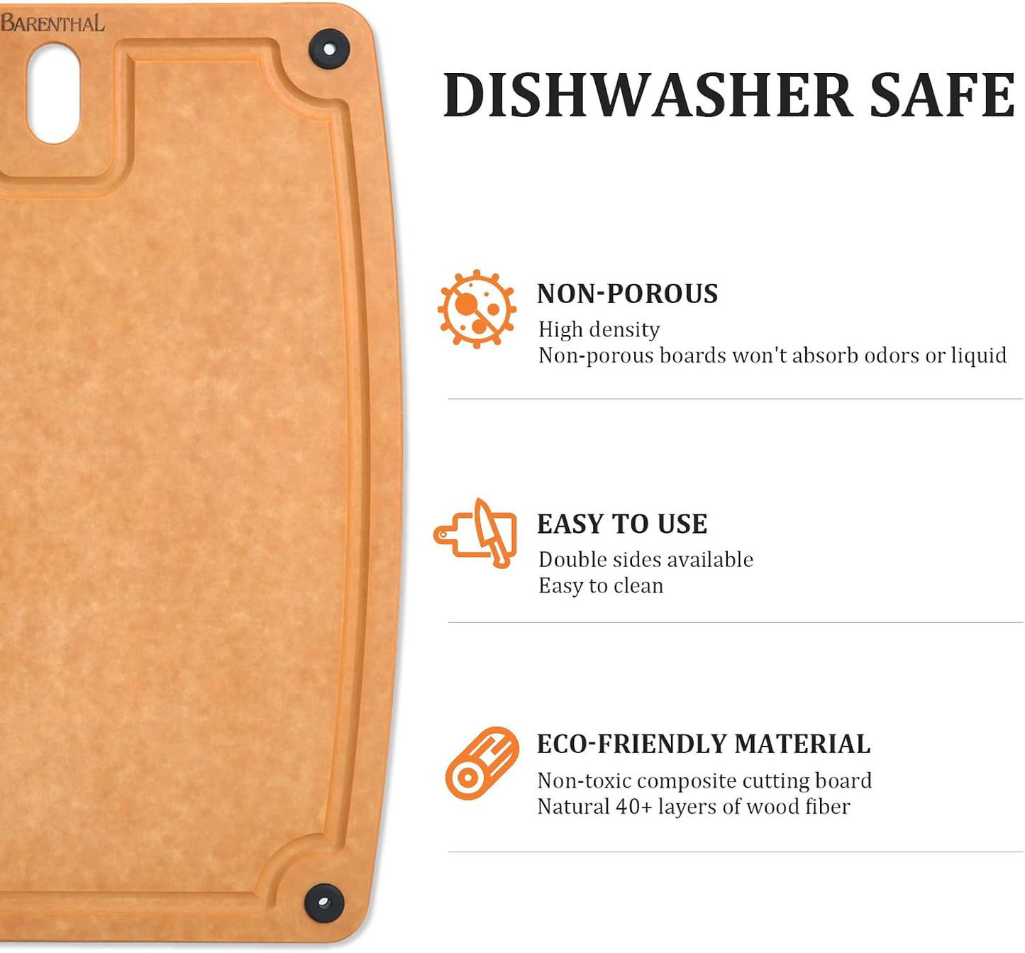 Cutting Boards for Kitchen Dishwasher Safe Eco-Friendly Composite Cutting Board Set of 2, Reversible Chopping Board with Handles & Juice Grooves, Small & Large Cutting Board for Countertop