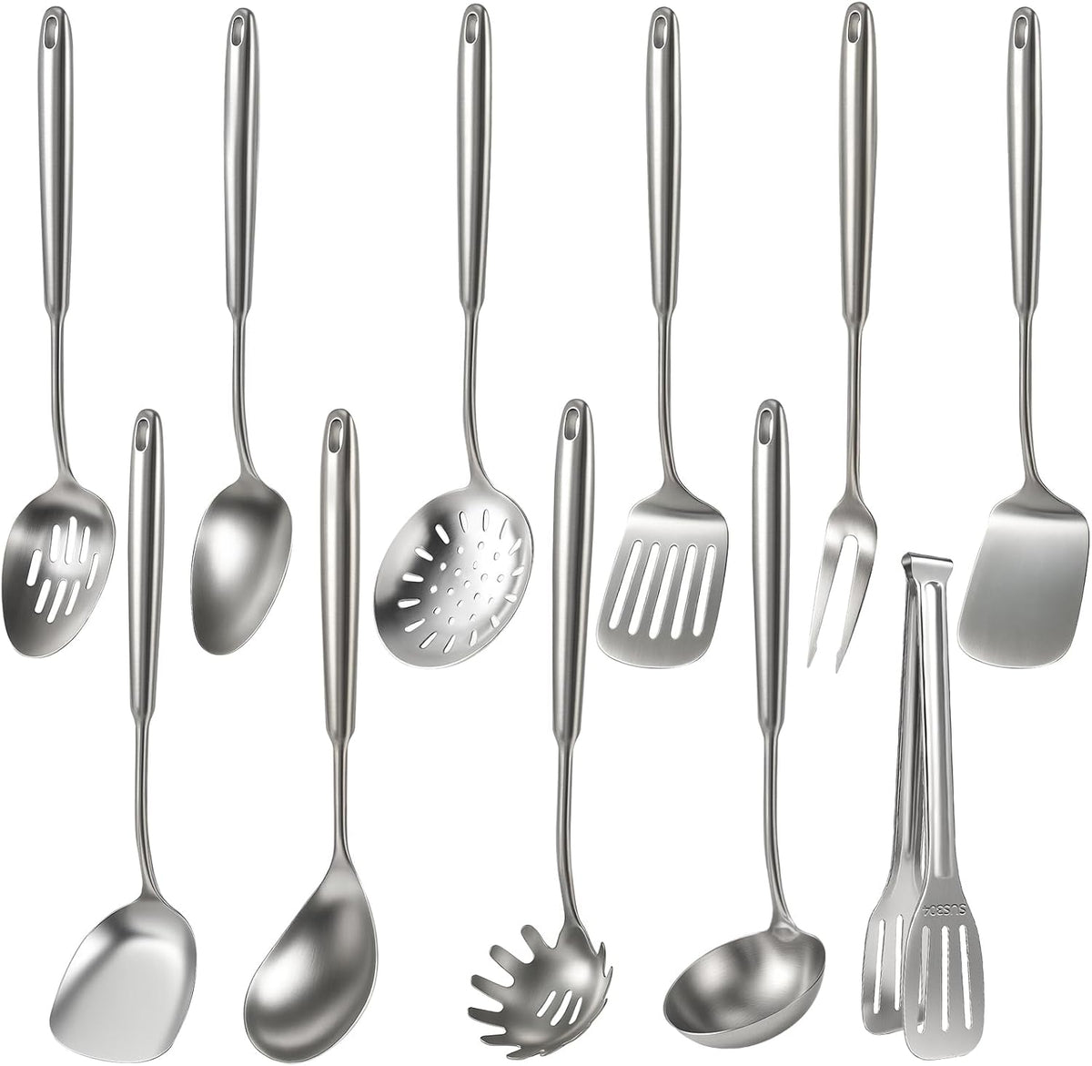Newness Metal Fish Turner Spatula Stainless Steel for Kitchen Use, Small Griddle Egg Spatula, Flexible, Polished Metal, Corrosion Resistant, Kitchen Slotted Turner with Thin Edge Ideal for Turning,11"