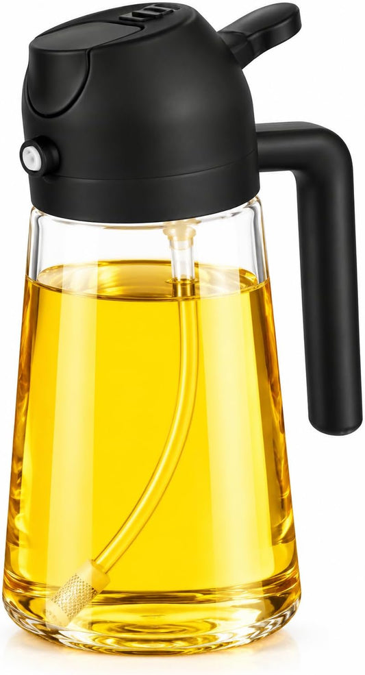 Himal's 16oz/470ml Glass Olive Oil Sprayer for Cooking, 2-in-1 Oil Dispenser for Kitchen, Olive Oil Spray Bottle with Pour Spout, Cooking Oil Sprayer & Dispenser