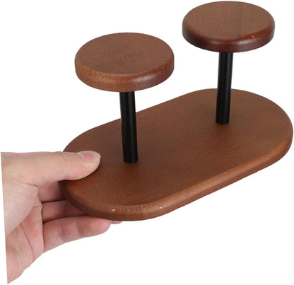 Wooden Paper Cup Holder Stand with Walnut Finish, Dual Disposable Cup Dispenser Rack for Coffee Bars and Party Drink Station Organizer