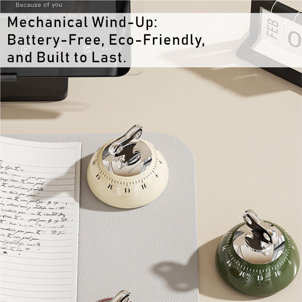 Retro Kitchen Timer 60 Min, Wind Up Magnetic Mechanical Egg Timer