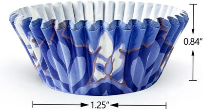 qiqee 300PCS Mini Gradient Cupcake Liners Cupcake Cups 6 Designs Blue Gradient Cupcake Papers Baking Cups Cupcake Wrappers (Small Size)