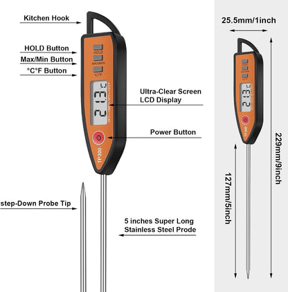 Digital Thermometer Food Meat Candy Water Immediate Read Thermometer for Kitchen Cooking