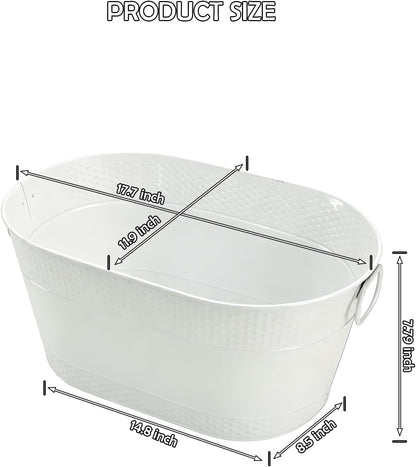 4 Gallon Galvanized Beverage Tub, 2 Pcs Heavy-Duty Ice Buckets Large Galvanized Drink Buckets with Handles for Catering Bars Parties