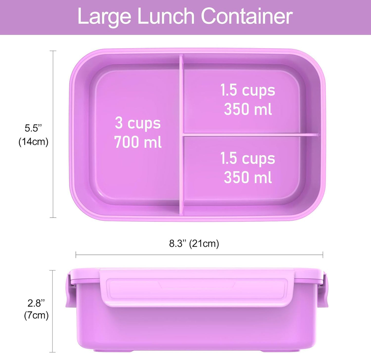 Caperci Classic Bento Box Adult Lunch Box for Older Kids - Leakpoof 47 oz 3-Compartment Lunch Containers for Adults and Teens, Built-in Utensil Set, Ideal for On-the-Go Balanced Eating,Khaki Green