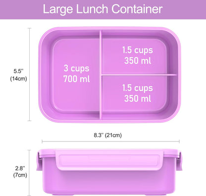 Caperci Classic Bento Box Adult Lunch Box for Older Kids - Leakpoof 47 oz 3-Compartment Lunch Containers for Adults and Teens, Built-in Utensil Set, Ideal for On-the-Go Balanced Eating,Khaki Green
