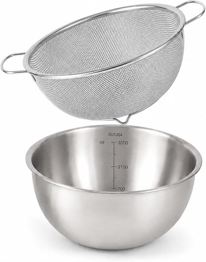 18/8 Stainless Steel Colander with Mixing Bowl, 1.5QT