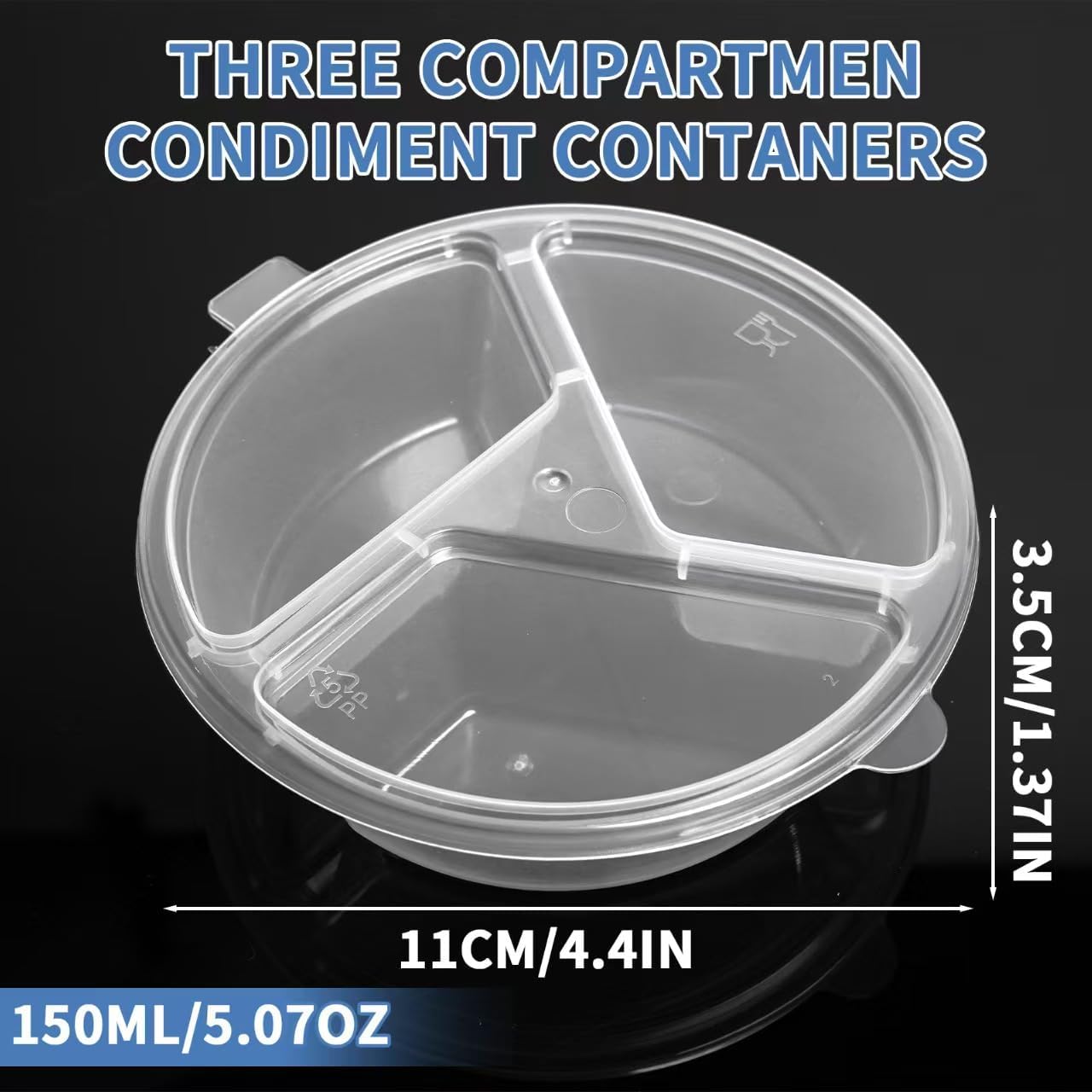 Three Compartment Snack Box With Lid,Snack Trays,Dip Container to Go,Reusable Snack Container,Disposable Box to Grab and Go with Prep For Adults.（10Pcs）