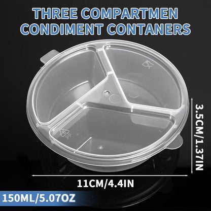 Three Compartment Snack Box With Lid,Snack Trays,Dip Container to Go,Reusable Snack Container,Disposable Box to Grab and Go with Prep For Adults.（10Pcs）
