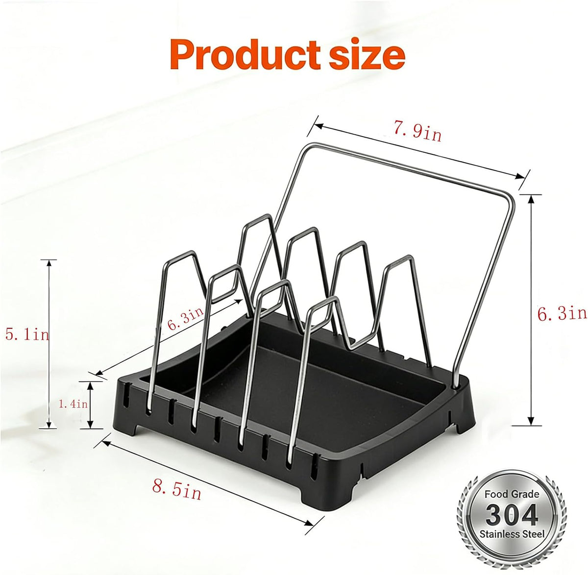 Uidhch Adjustable Pot Lid Holder for Countertop with Drip Tray