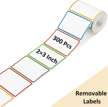 300 Pcs 2×3 Inch Blank Removable Freezer Labels, Waterproof, Oil & Tear Resistant, No Residue Writable Stickers for Food Containers, Jars, Pantry and Meal Prep (Bright)
