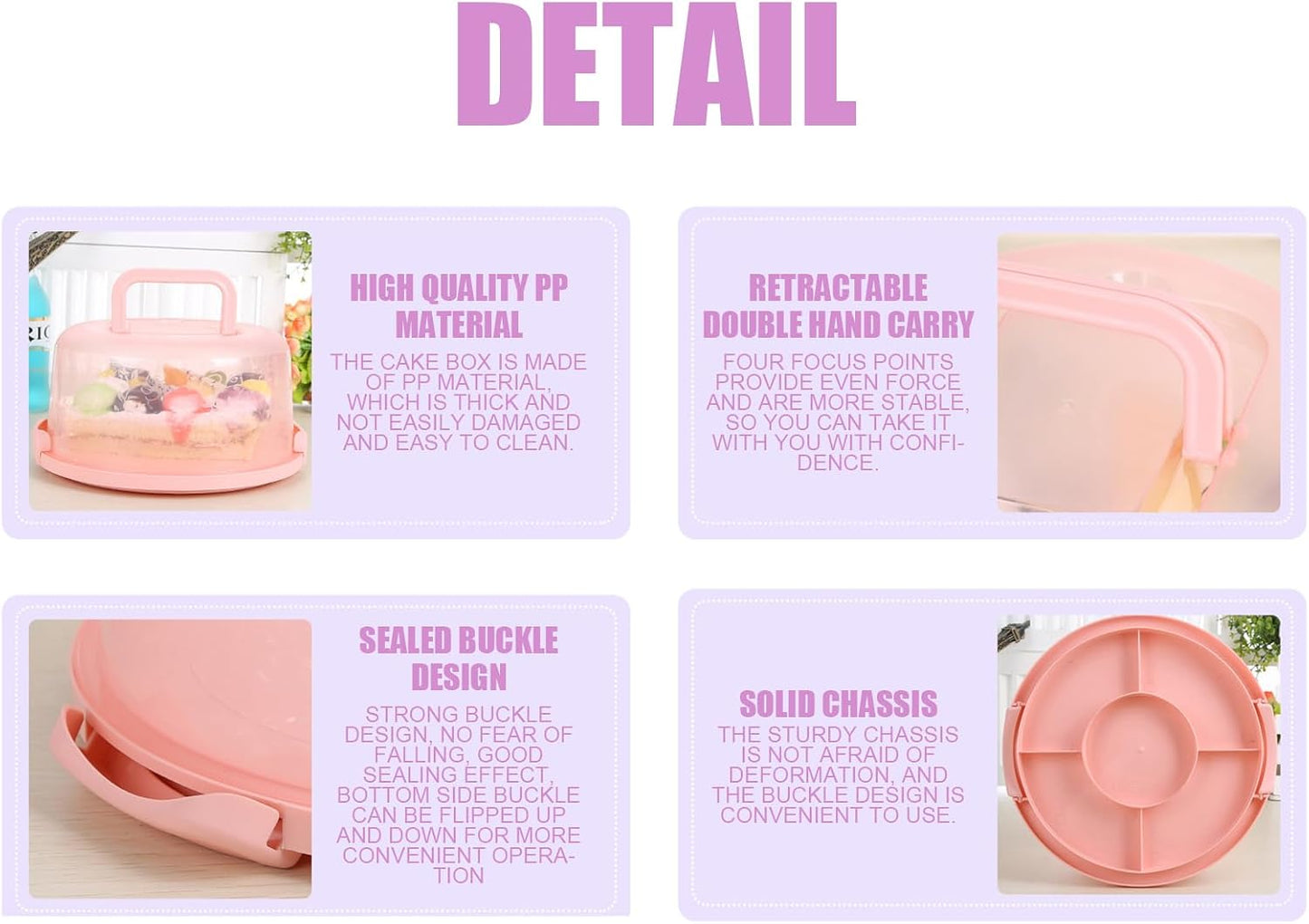 Cake Carrier, Cake Carrier With Lid And Handle, 10x8.6x4.9 Inches, Transparent Dome Reusable Airtight Box, Reusable, Portable, Microwaveable, Dishwasher Safe