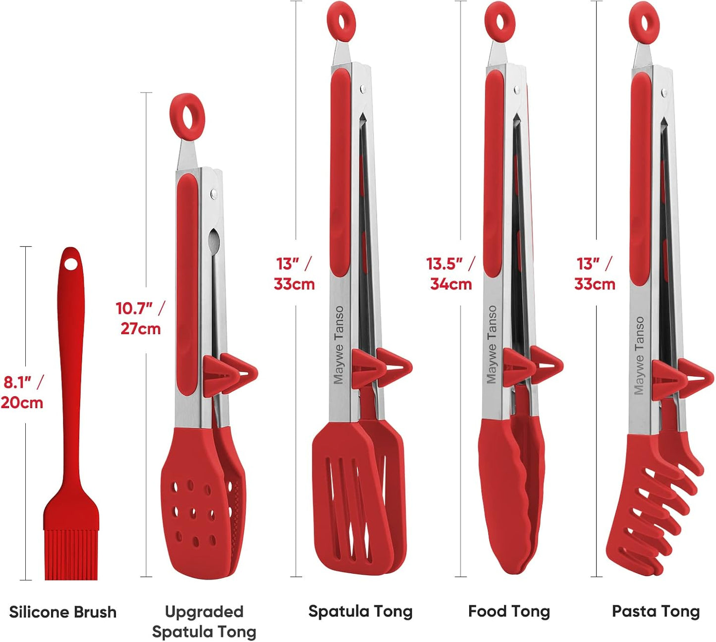 3 Pack Silicone Tongs for Cooking,Maywe Tanso 9 Inch Cooking Kitchen Tongs with Silicone Tips,Nonstick Stainless Steel Tongs for Steak Pie Pizza Pasta Spaghetti Salad BBQ Buffet